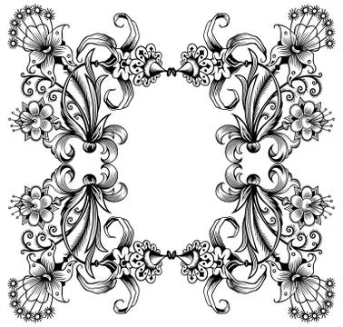 Floral vector vintage border. Frame design. Illustrazione stock