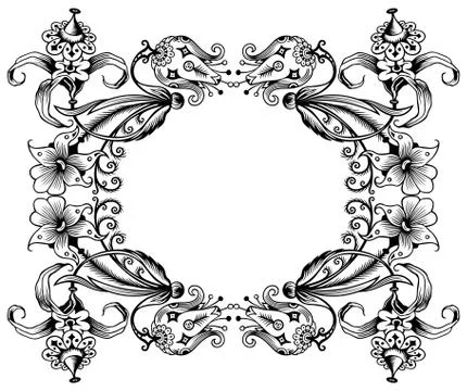 Floral vector vintage border. Frame design. 库存插图