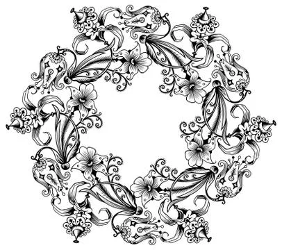 Floral vector vintage border. Frame design. Stock Illustration