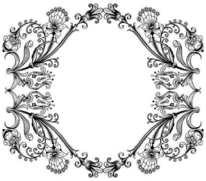 Floral vector vintage border. Frame design. Stock Illustration