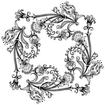 Floral vector vintage border. Frame design. Illustrazione stock