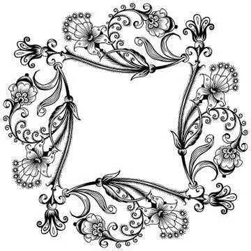 Floral vector vintage border. Frame design. Stock Illustration