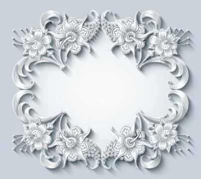 Floral vector vintage border Stock Illustration