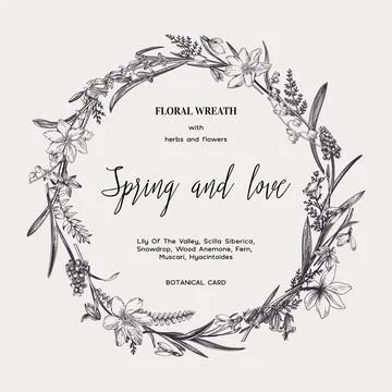 Floral vector wreath. Illustrazione stock