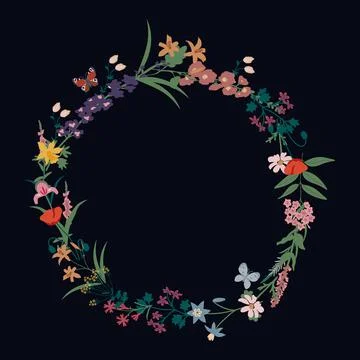 Floral vector wreath Stock Illustration