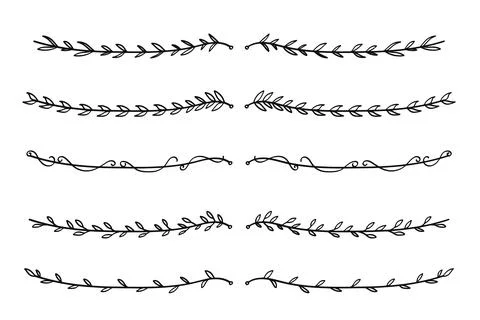 Floral vine line divider for text layout separator decoration Stock Illustration