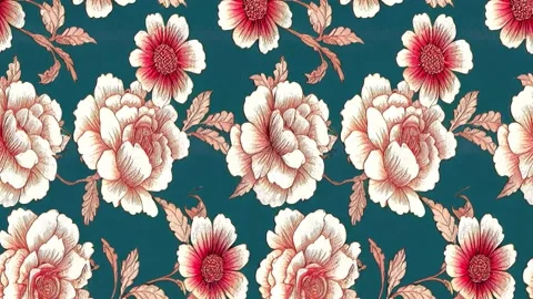 Floral Vintage Seamless Loopable Animation Stock Footage 215436096