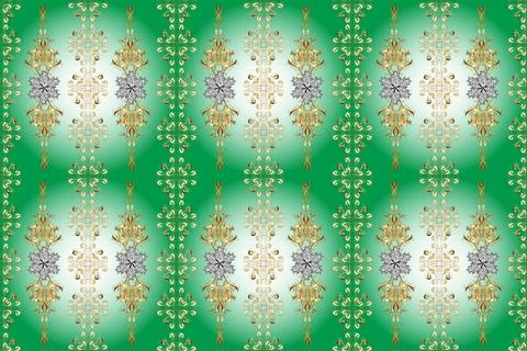 Floral vintage seamless pattern. Elements in green, beige and neutral colors. Se Illustrazione stock