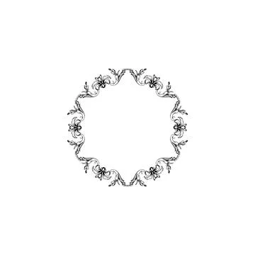 Floral vintage vector circle frame, isolated on white Stock Illustration