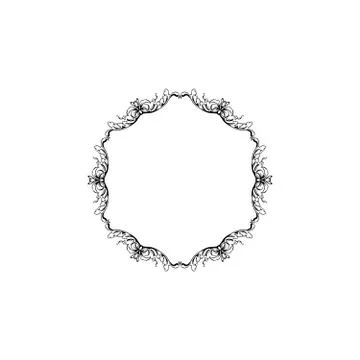 Floral vintage vector circle frame, isolated on white Stock Illustration