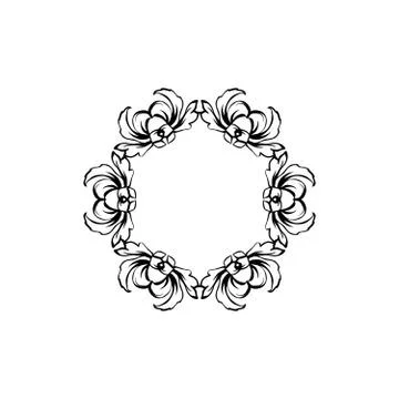 Floral vintage vector circle frame, isolated on white Stock Illustration