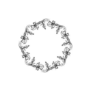 Floral vintage vector circle frame, isolated on white Stock Illustration