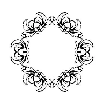 Floral vintage vector circle frame, isolated on white Stock Illustration