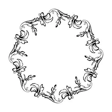 Floral vintage vector circle frame, isolated on white Stock Illustration