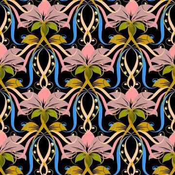 Floral vintage vector seamless pattern. Stock Illustration