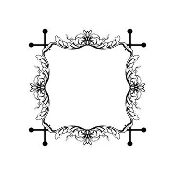 Floral vintage vector square frame, isolated on white Stock Illustration