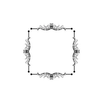 Floral vintage vector square frame, isolated on white Stock Illustration