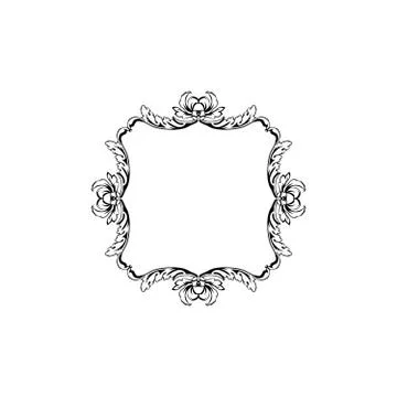 Floral vintage vector square frame, isolated on white Stock Illustration