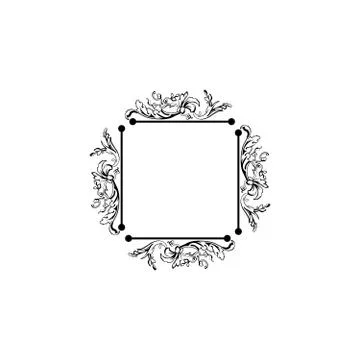 Floral vintage vector square frame, isolated on white Stock Illustration