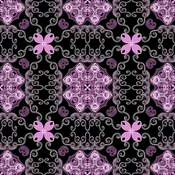 Floral violet arabesque vector seamless pattern. Ornamental elegance colorful イラスト素材