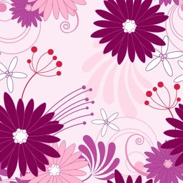 Floral violet seamless pattern Stock Illustration