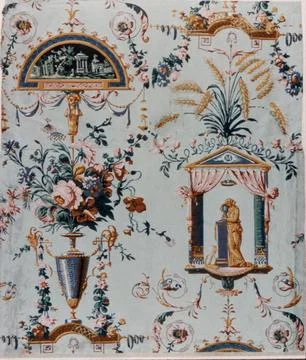 Floral Wallpaper with Classical Elements ca. 1780s Manufactured by Rveillon.. Foto stock