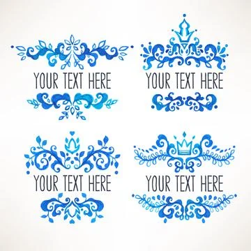 Floral watercolor frames Illustrazione stock
