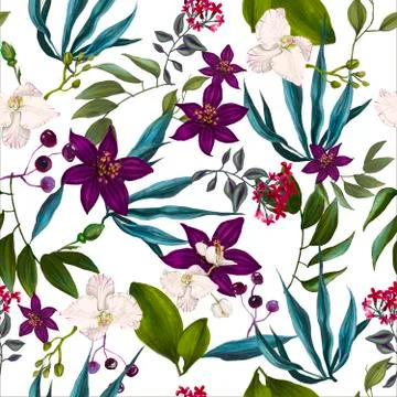 Floral watercolor pattern Stock Illustration