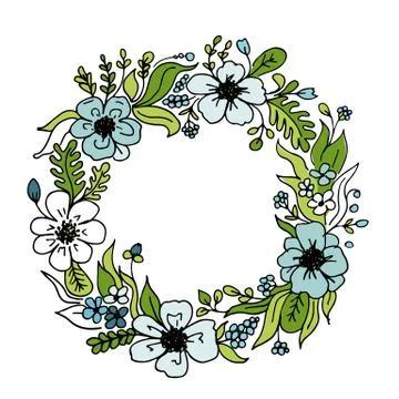 Floral wheath, circle frame for your design Stock Illustration
