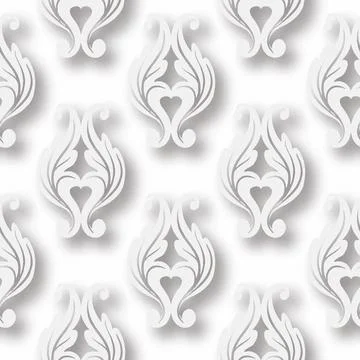 Floral white 3d seamless pattern. Vector Baroque style backgroun Ilustración de archivo