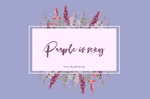 Floral wine frame design with lavender, lupines watercolor illustration. Stock Illustration