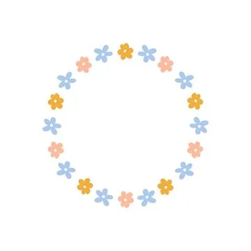 Floral wreath with cute tiny daisies Stock Illustration