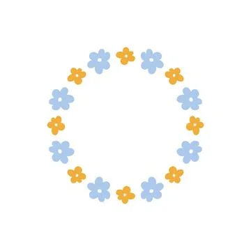 Floral wreath with cute tiny daisies Stock Illustration