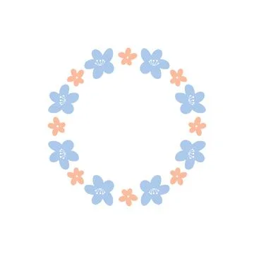 Floral wreath with cute tiny daisies Stock Illustration