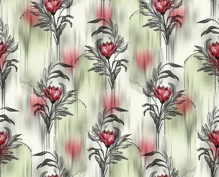 Floral,All,Over,Butt,Pattern,With,Natural,Effect,,Hand,Drown Stock Illustration
