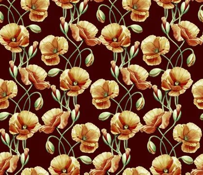 Floral,Allover,Digital,Textile,Design,Flower,And,Seamless,Pattern,Wallpaper, Stock Illustration