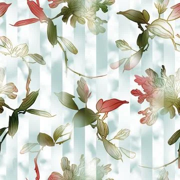Floral,All,Over,Pattern,With,Blur,Wave,Effect,And,Hand Illustrazione stock