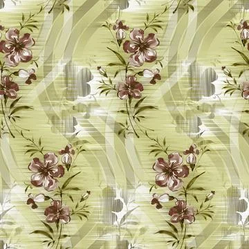 Floral,All,Over,Pattern,With,Blur,Wave,Effect,,Hand,Drown Illustration
