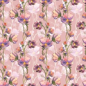 Floral,All,Over,Pattern,With,New,Style,Effect,,Hand,Drown Illustrazione stock
