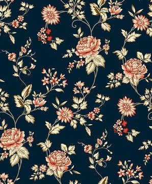 Floral,Digital,Repeat,Design,Pattern,And,Decent,Colours Ilustração Stock