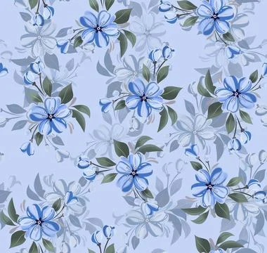 Floral,Flower,Allover,Design,Print,Design Stock Illustration