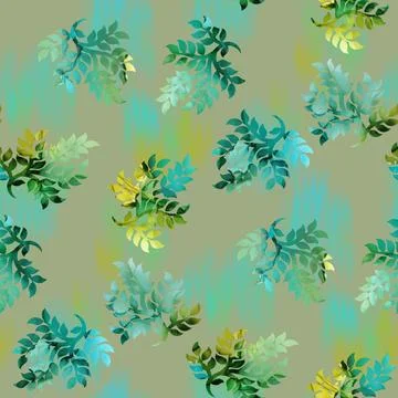 Floral,Pattern,,New,Effect,Leaf,Seamless,Allover,With,Blur,Strip 스톡 일러스트