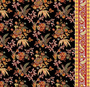 Floral,Patterns,,Seamless,Patterns,,Floral,Border Stock-Illustration