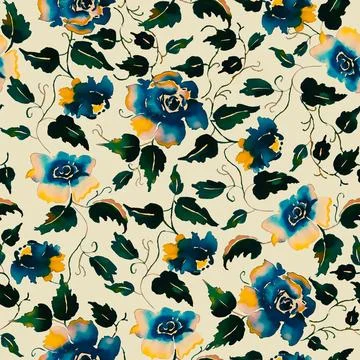 Floral,Pattern,Wave,Blurry,Hand,Made,Drawing,Creative,3d,Styles Stock Illustration