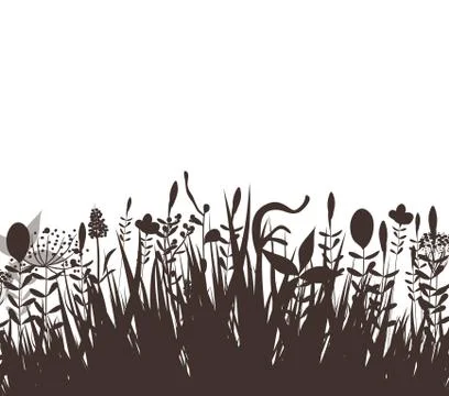 Florals vector silhouette black Stock Illustration
