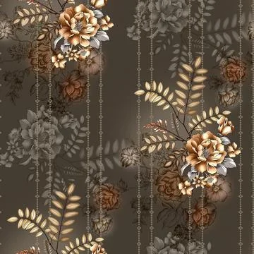 Floral,Seamless,Allover,Pattern,With,Abstract,Artistic,Background. 스톡 일러스트