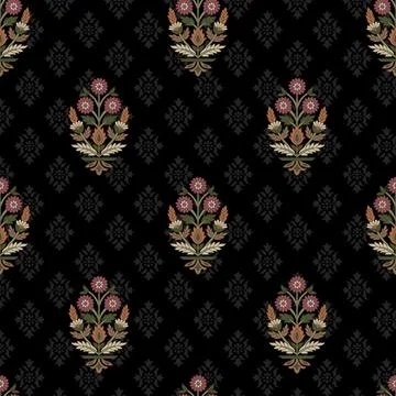 Floral,Seamless,Pattern,Background,With,Flowers Stock Illustration