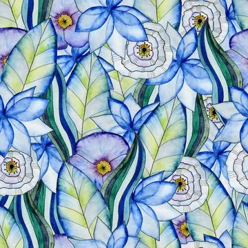 Floral,Watercolor,Seamless,Pattern 库存插图