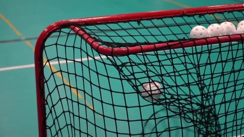 Florball goal in slow motion Stock Footage 266704489