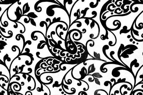 Floreal flowes texture on a white wall Stock Illustration